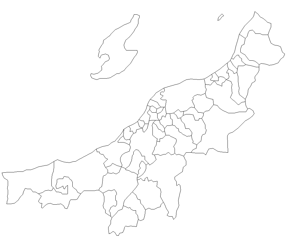 新潟県白地図 平成の大合併 徹底追跡