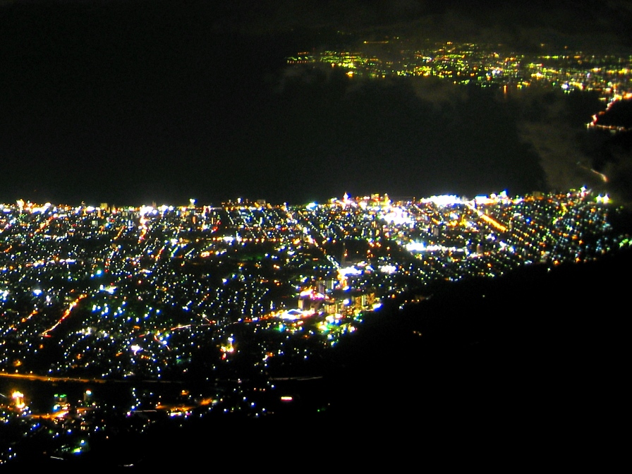 鶴見岳山頂からの夜景